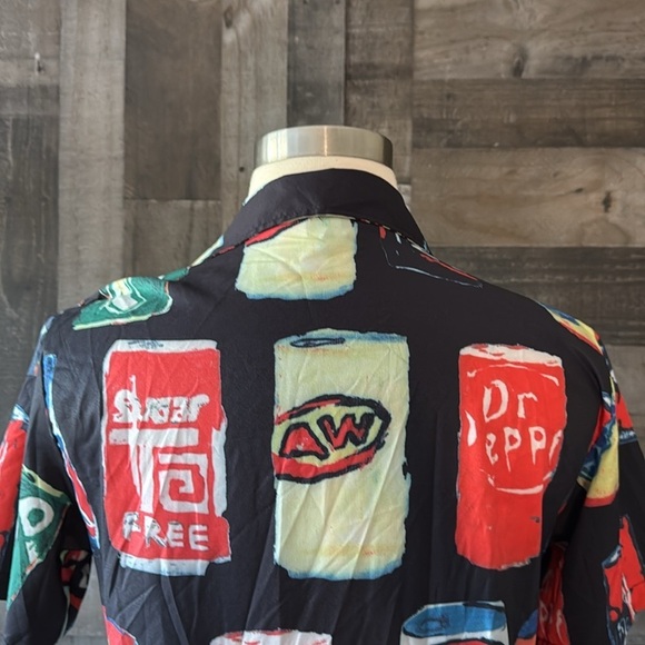 Men’s Hawaiian shirt medium soda can tropical party resortwear summer vacation - Picture 4 of 10